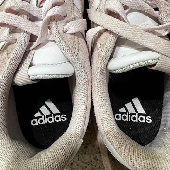Adidas Women's Soft Pink and White Sneakers - Picture 3 of 7